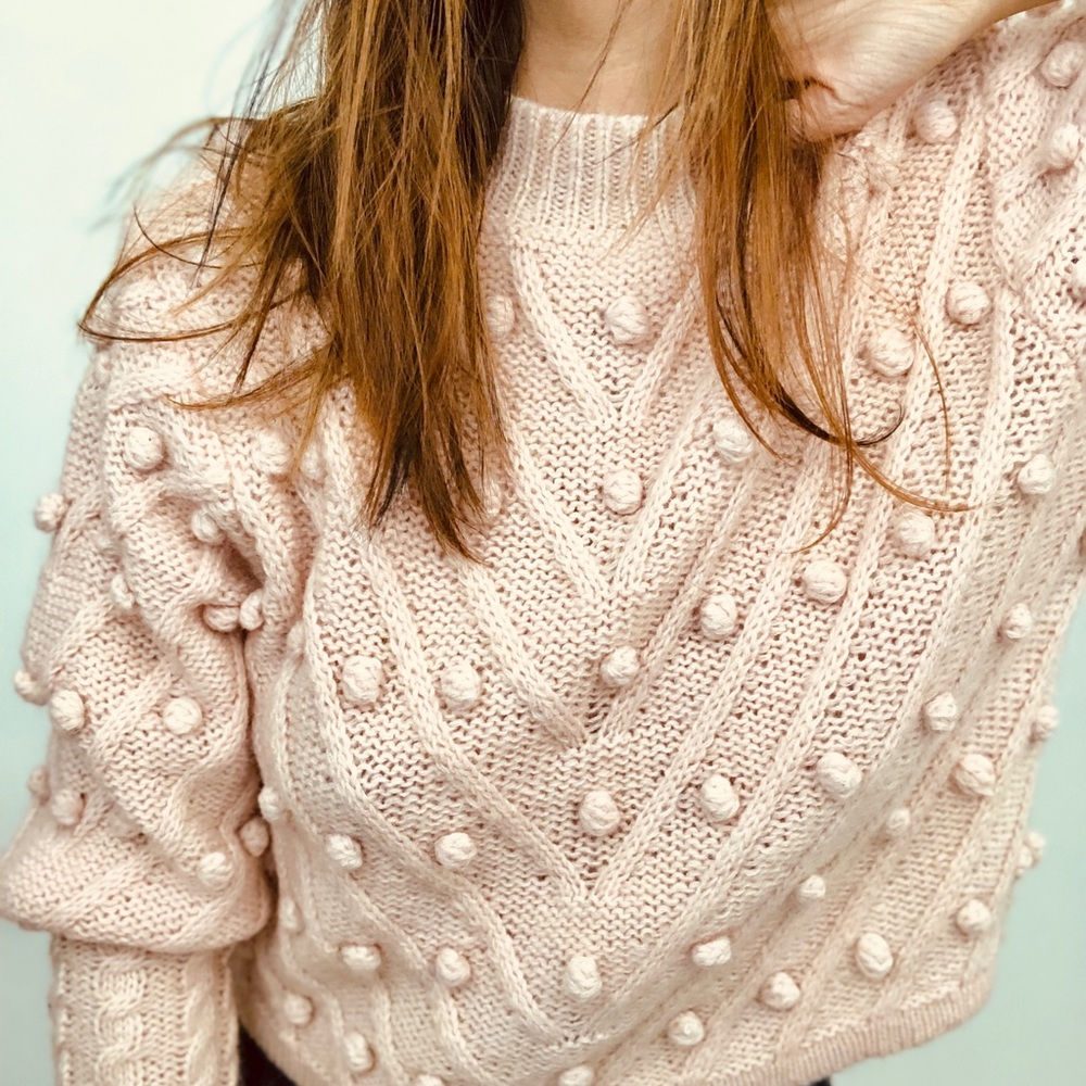 Pom Pom Pinks Crop Sweater